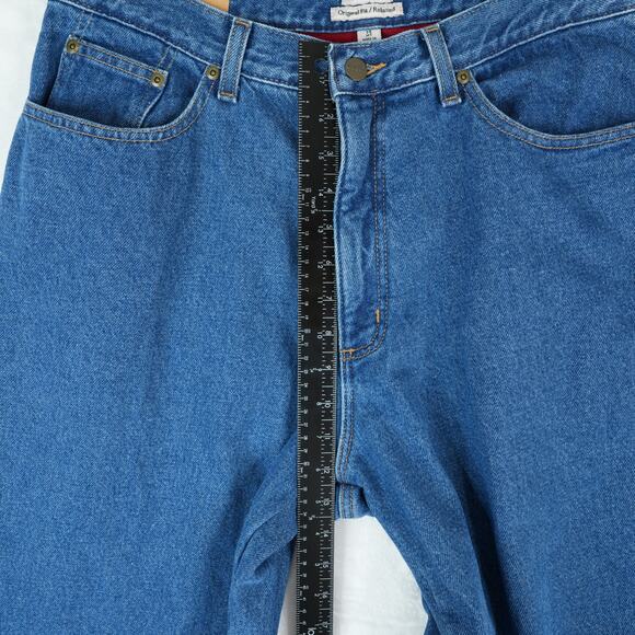 LL Bean Jeans Womens 14MT Original Fit Relaxed Blue Fleece Lined Denim Gorpcore - Picture 12 of 13